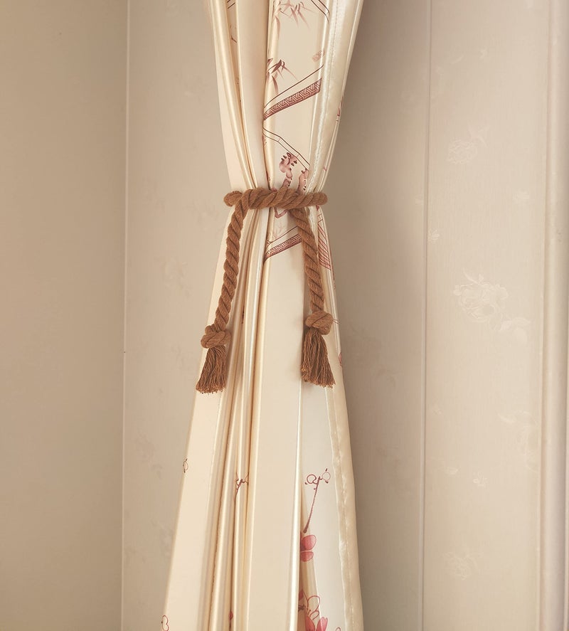 Yteseery 4 Pack Outdoor Curtain Tiebacks Rope, Natural Cotton Curtain Holders, Village Rural Rustic Curtain Holdbacks, Farmhouse Boho Rope Curtain Tie Back for Drapery Patio Drapes, (Coffee) - Image 2